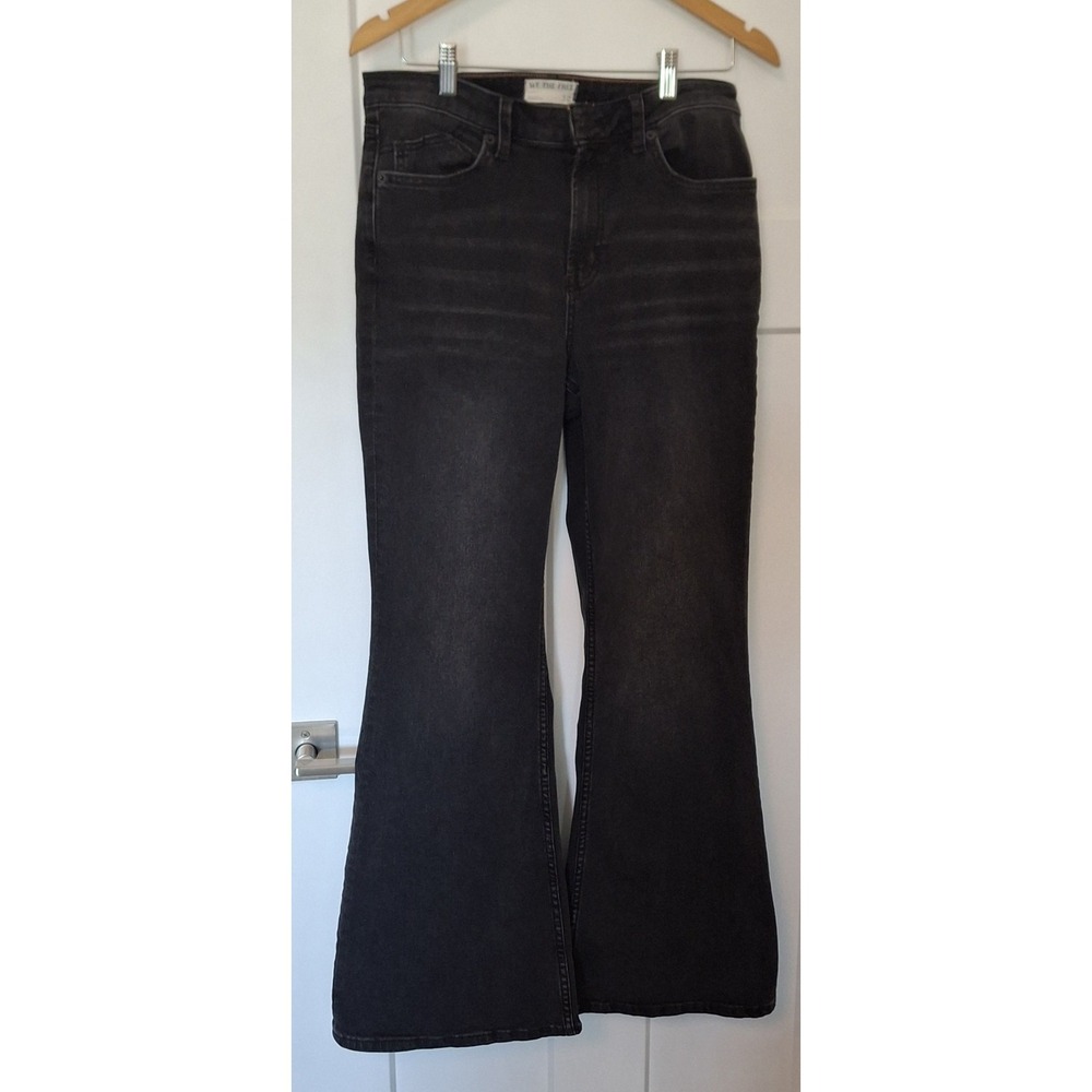 We The Free CRVY Vintage High Rise Flare Faded Black Denim Jeans Size 30